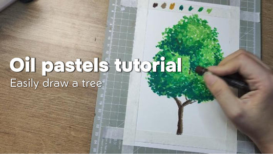 Easily draw a tree with oil pastels