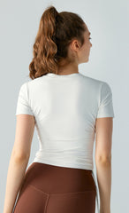 Manga curta para ioga com cintura plissada | CTS137 