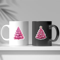 Pegatinas de árbol de Navidad rosa para vasos de agua resistentes al agua, 50 unidades | SKE124 