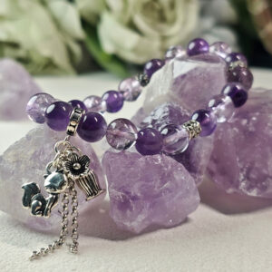 Amethyst bracelet for stress relief and focus with natural crystal beads