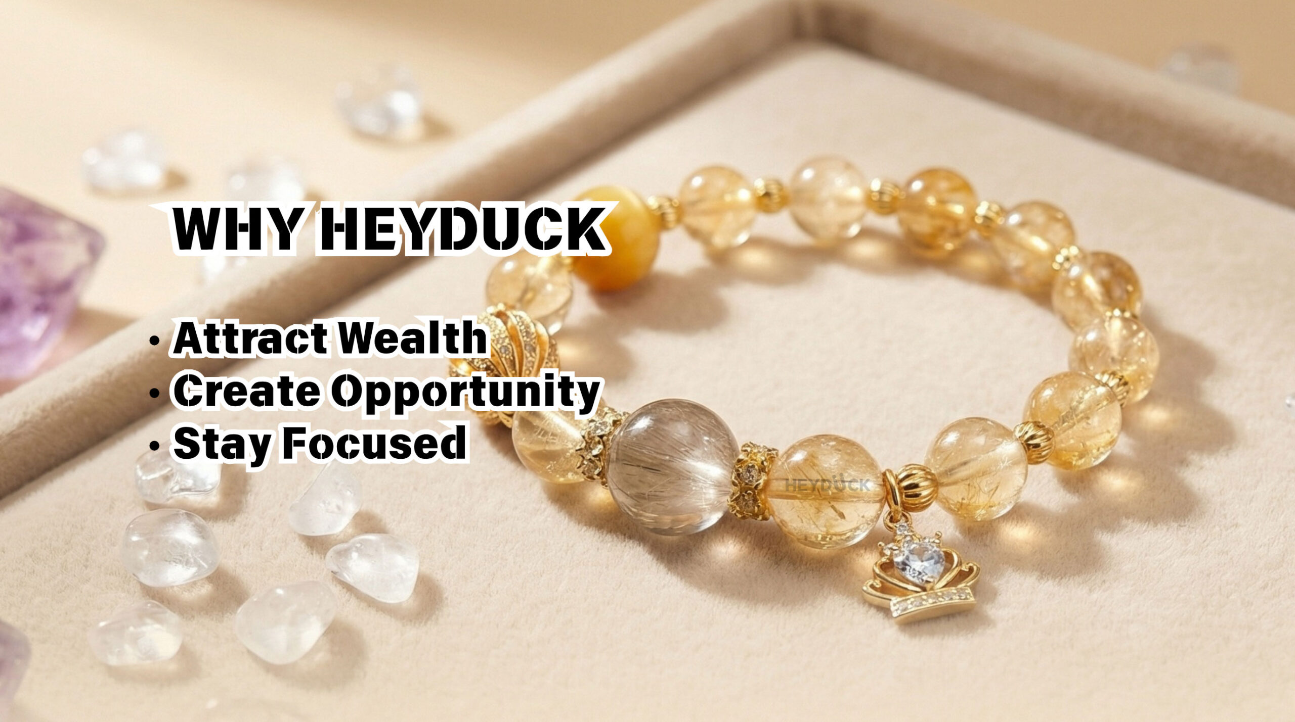 Golden rutilated quartz and citrine bracelet symbolizing wealth, opportunity, and confidence energy