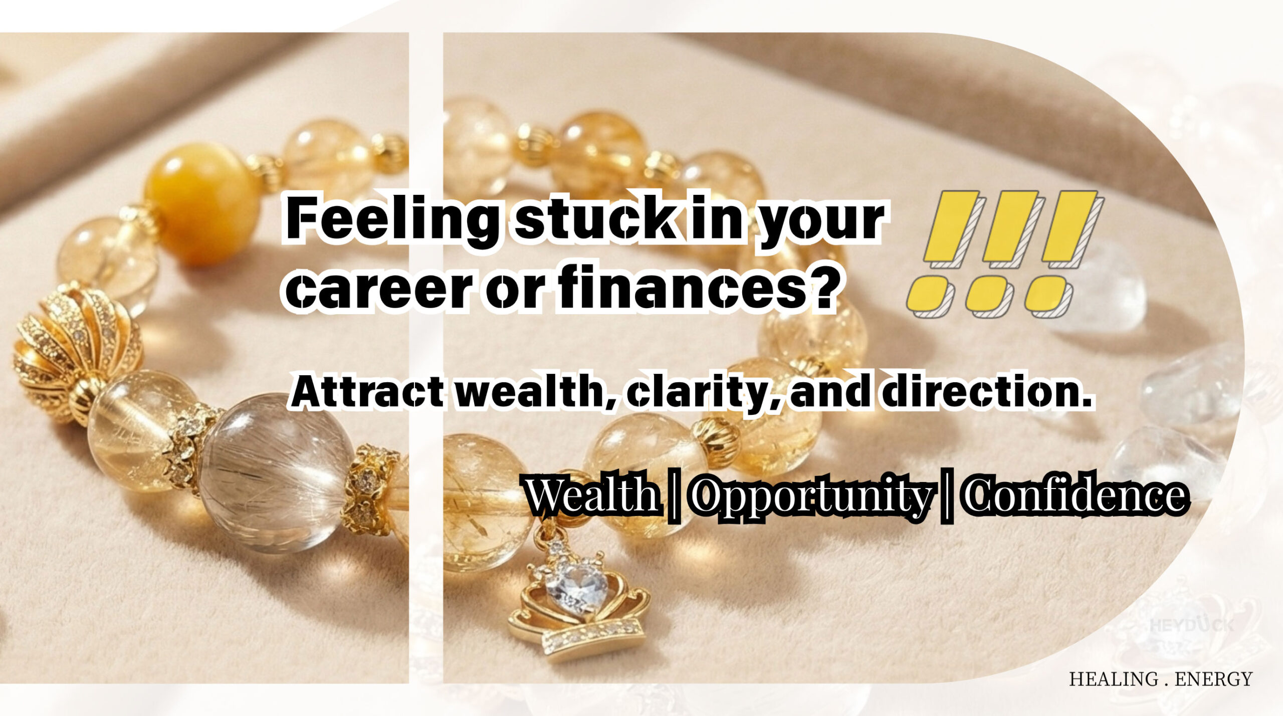 Golden rutilated quartz and citrine wealth bracelet representing career growth, financial clarity, and overcoming challenges