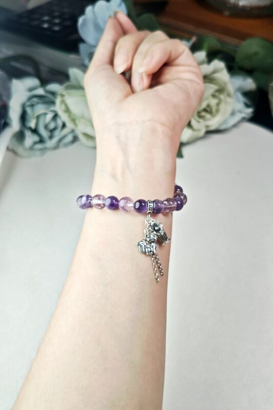 violet hour amethyst bracelet on wrist