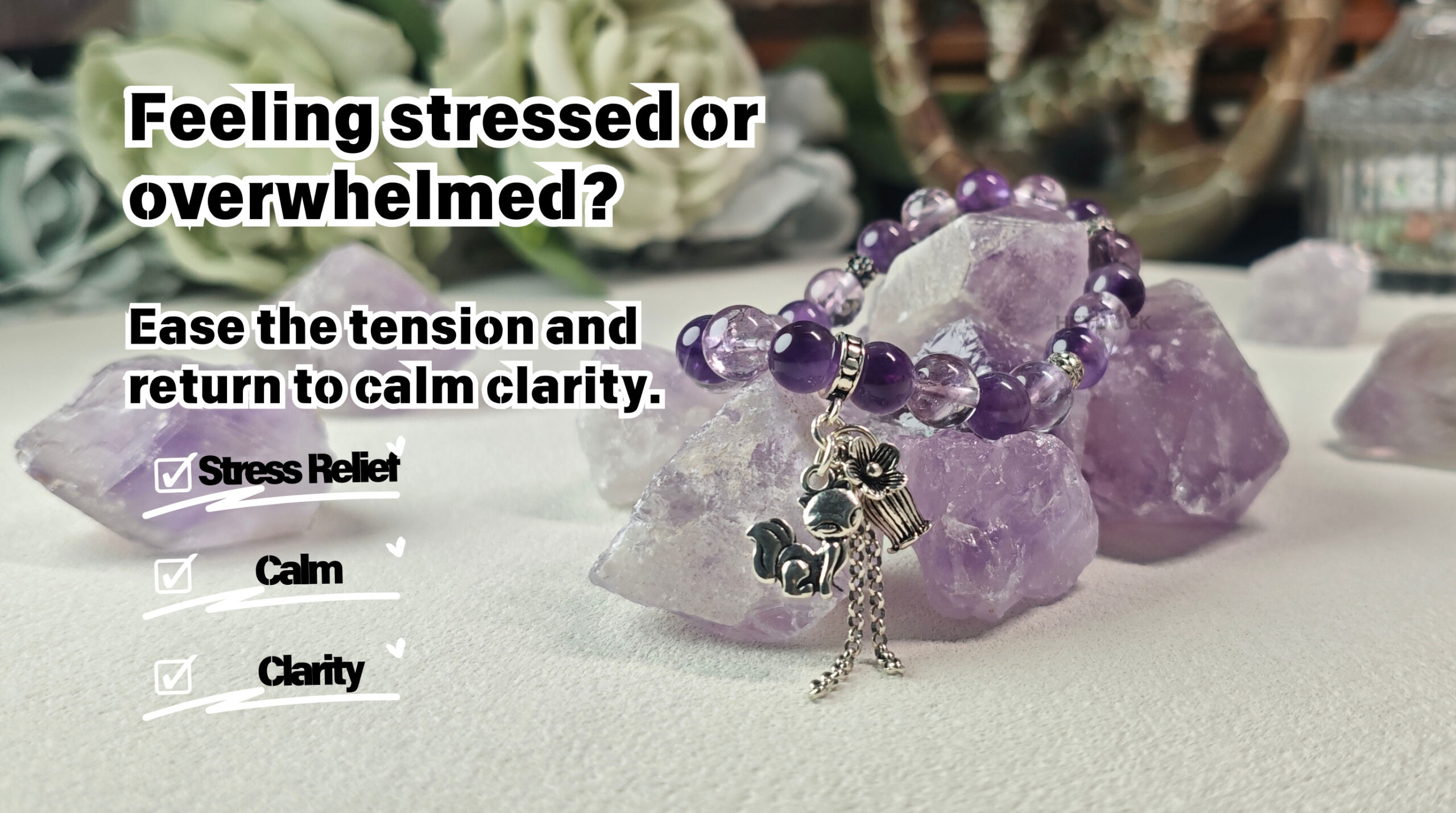 Amethyst bracelet for stress relief and focus featuring natural purple crystal beads