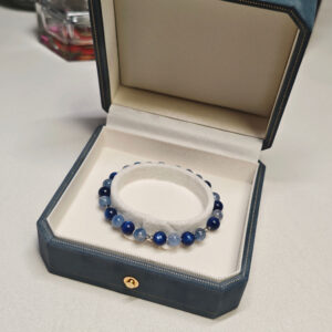 Elegant handmade blue kyanite bracelet gift for women with calming crystal energy