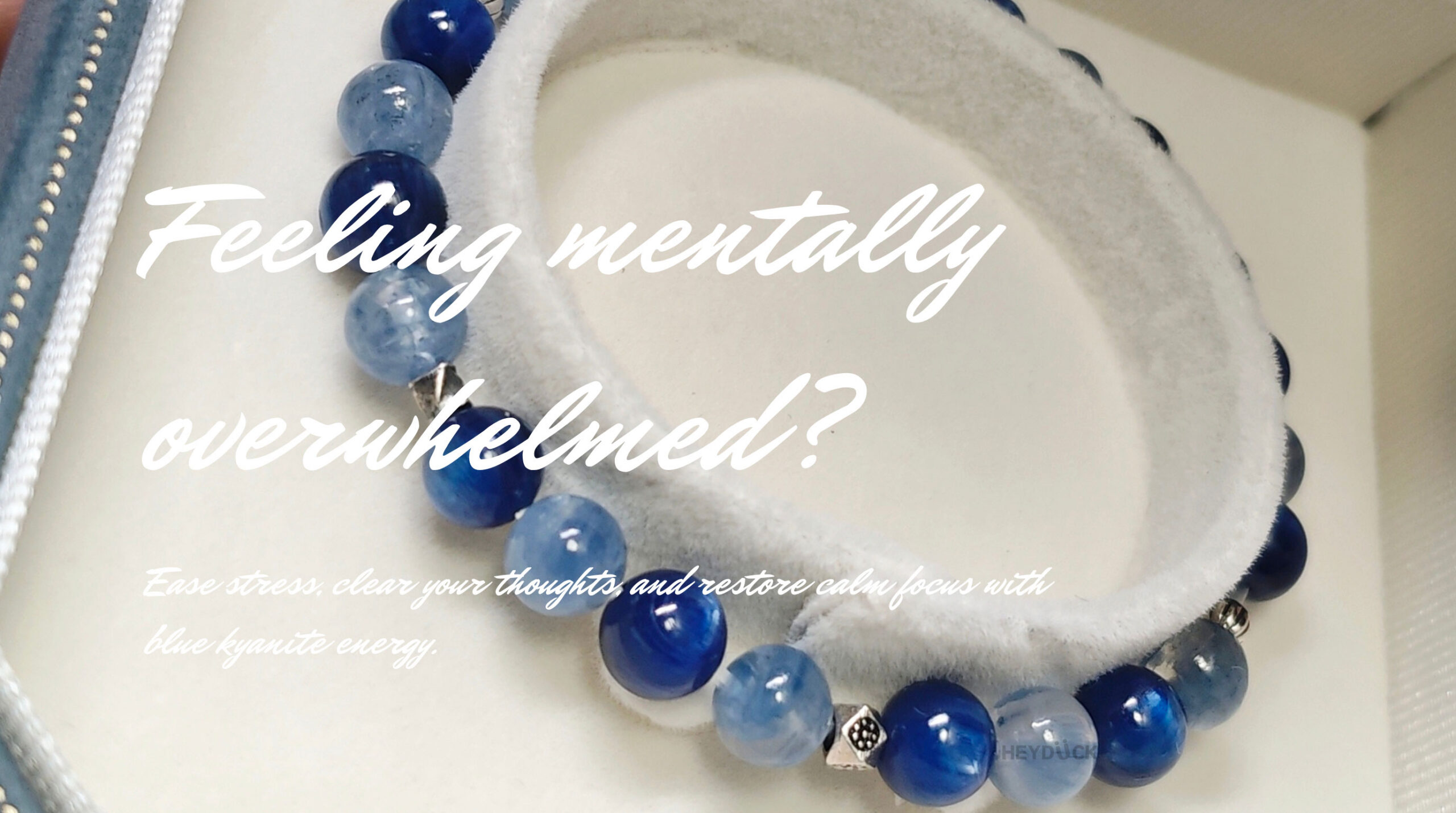 Handmade blue kyanite bracelet for stress relief calm focus and mental clarity