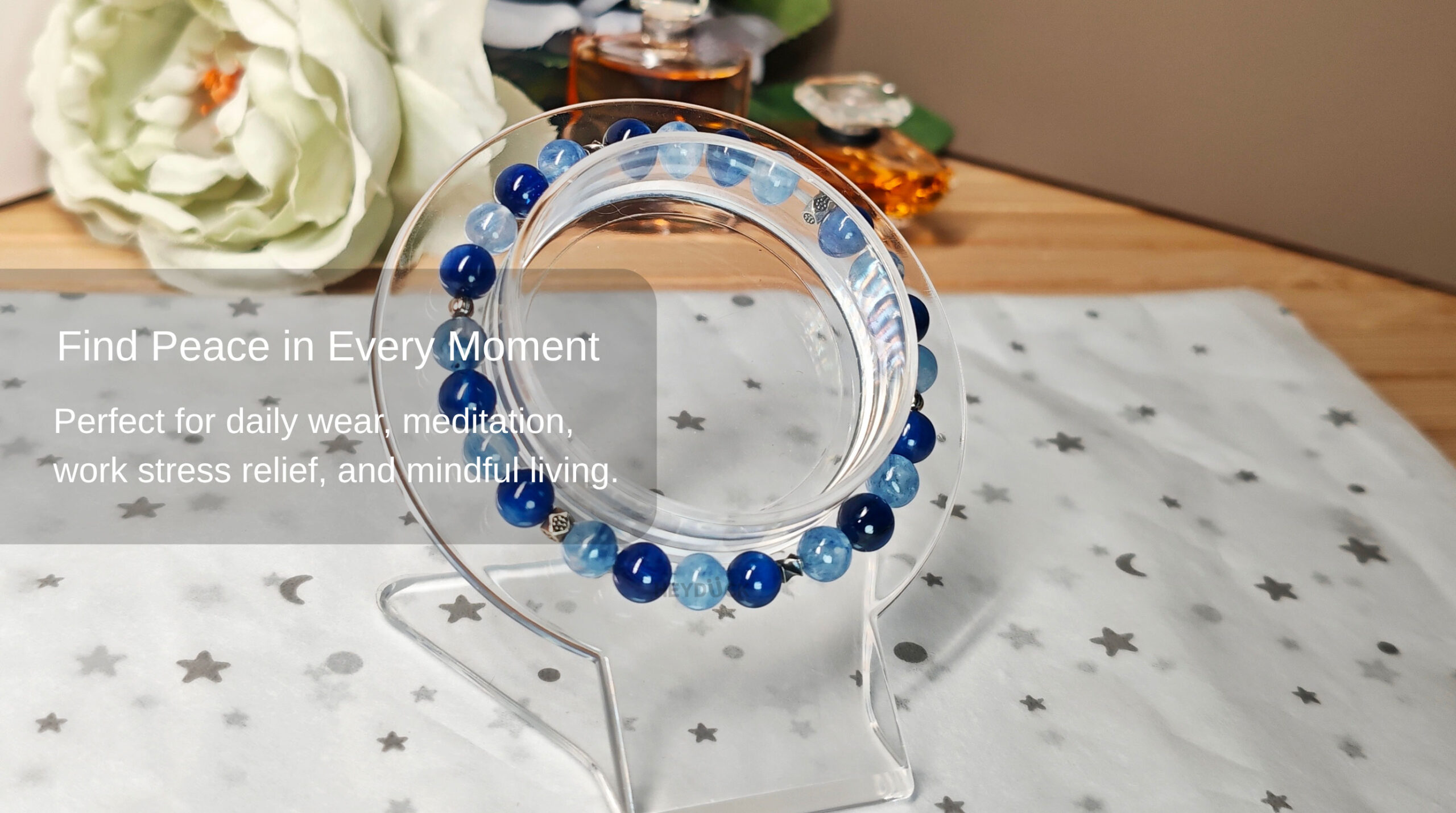 Blue kyanite bracelet for daily wear, meditation, stress relief, and mindful living.