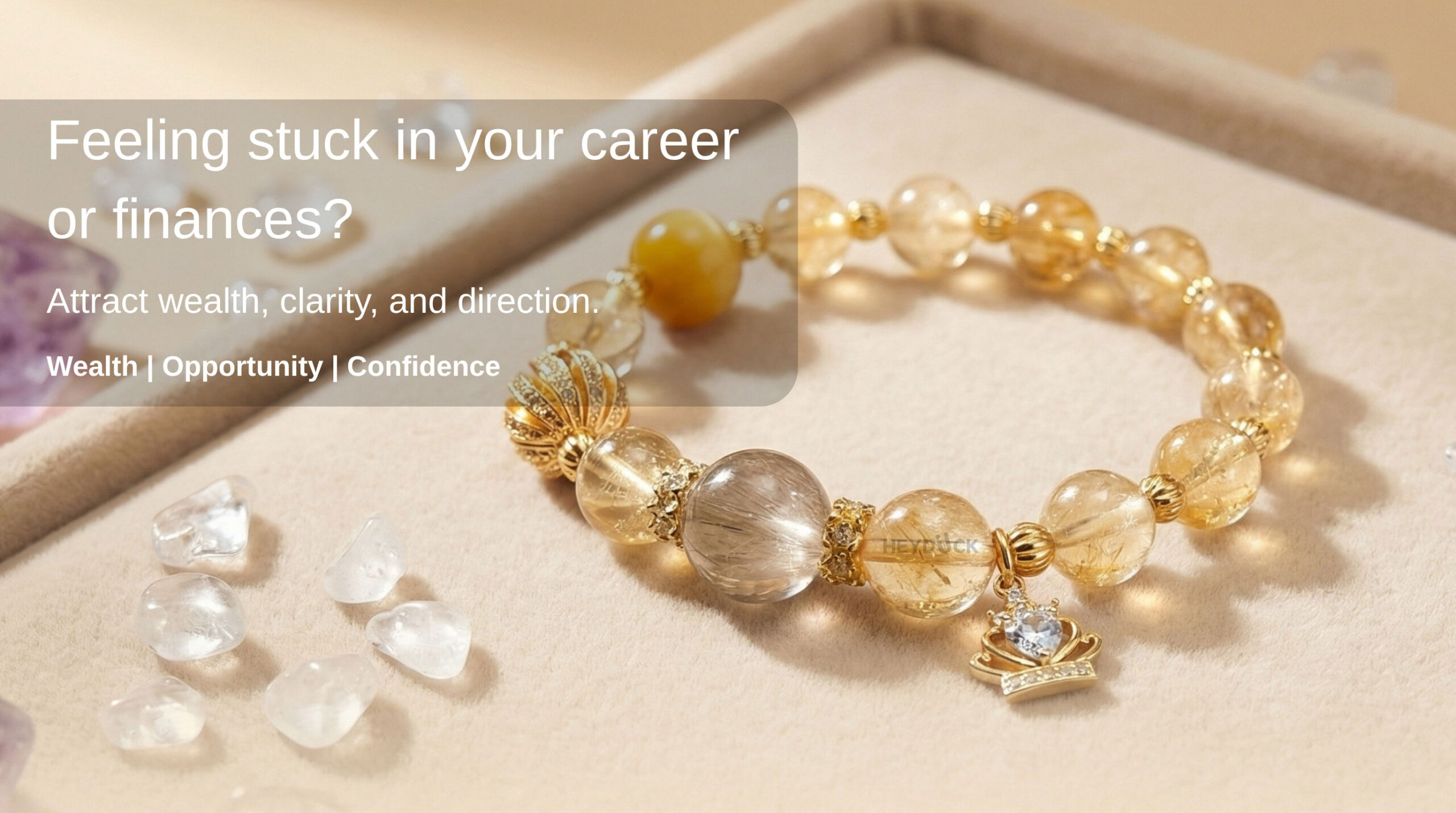 Golden rutilated quartz wealth bracelet designed to attract wealth, opportunity, and confidence.