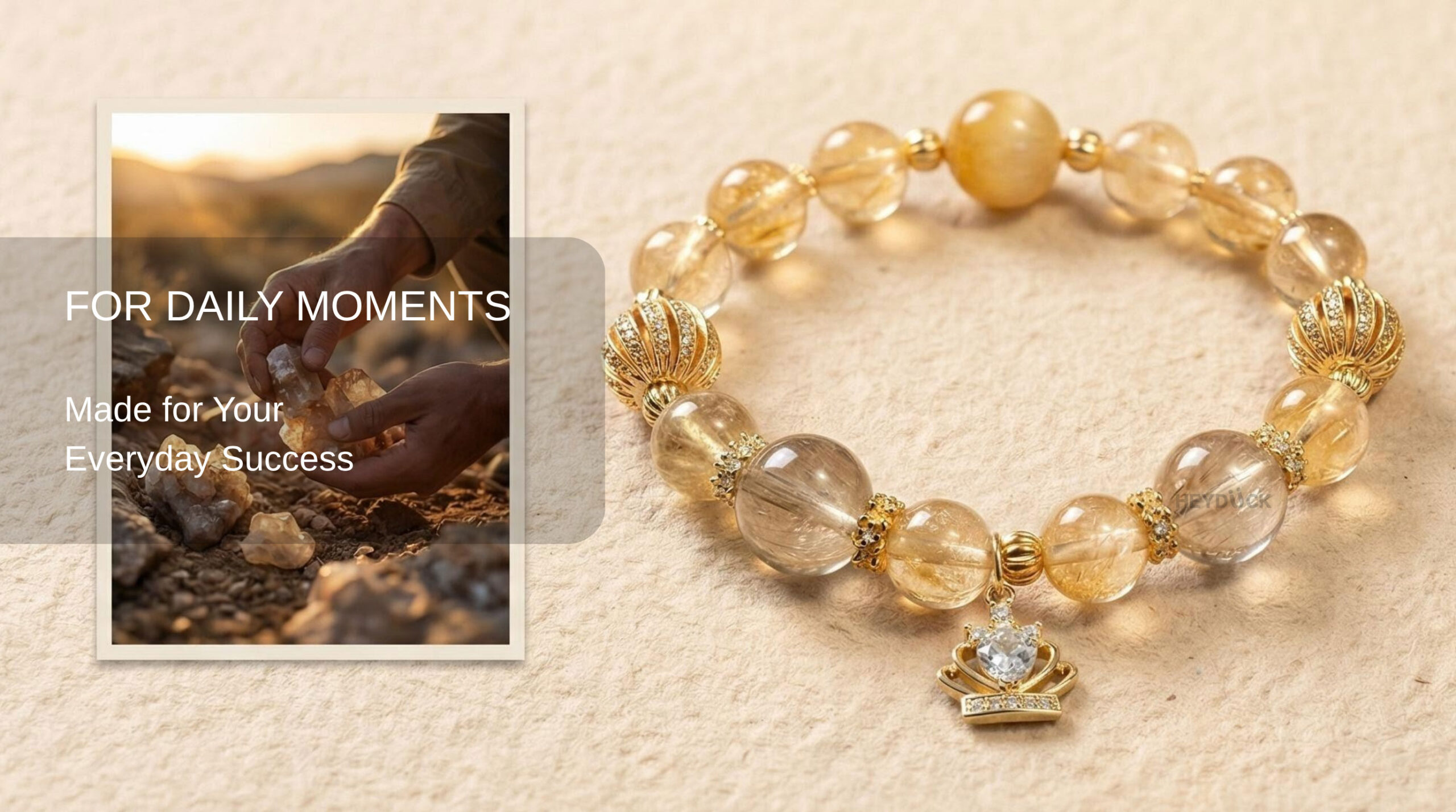 Golden rutilated quartz wealth bracelet designed for daily wear, confidence, and everyday success.