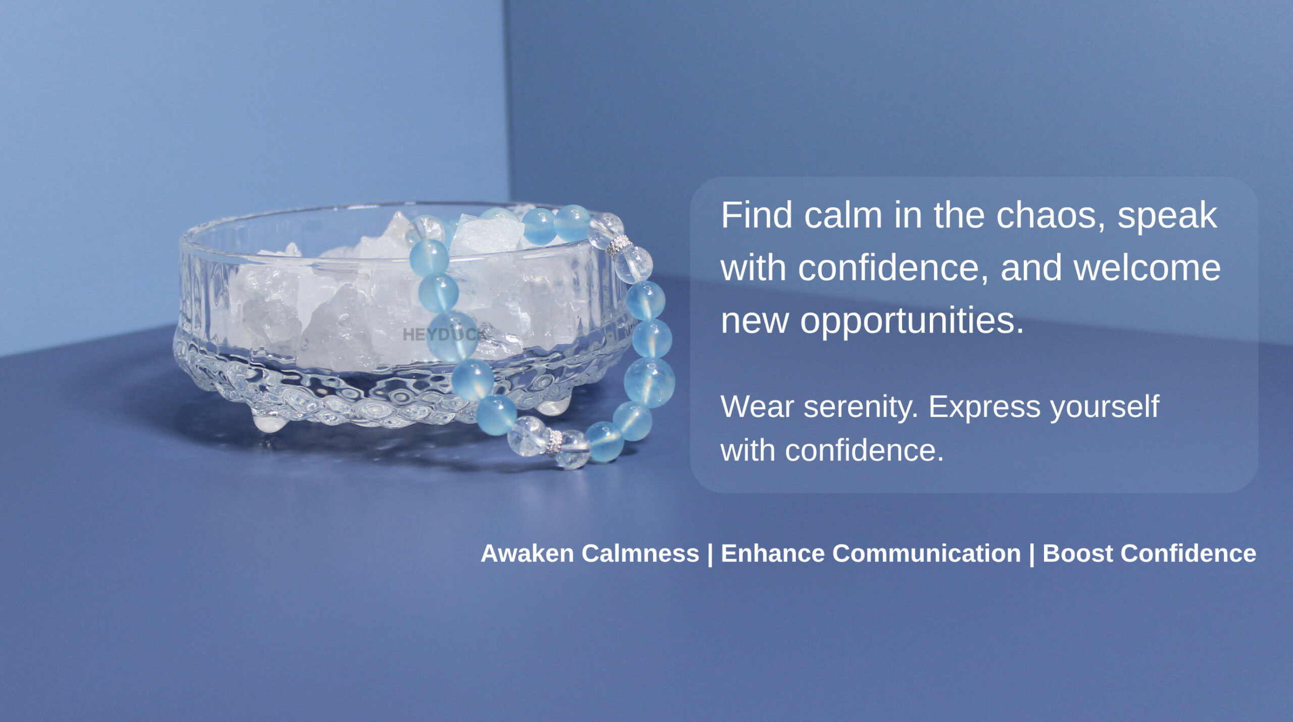 Handmade natural aquamarine bracelet designed to awaken calmness, enhance communication, and boost confidence for everyday self-care.