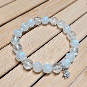 moonstone clear quartz snowflake bracelet wrist display lunarfrost