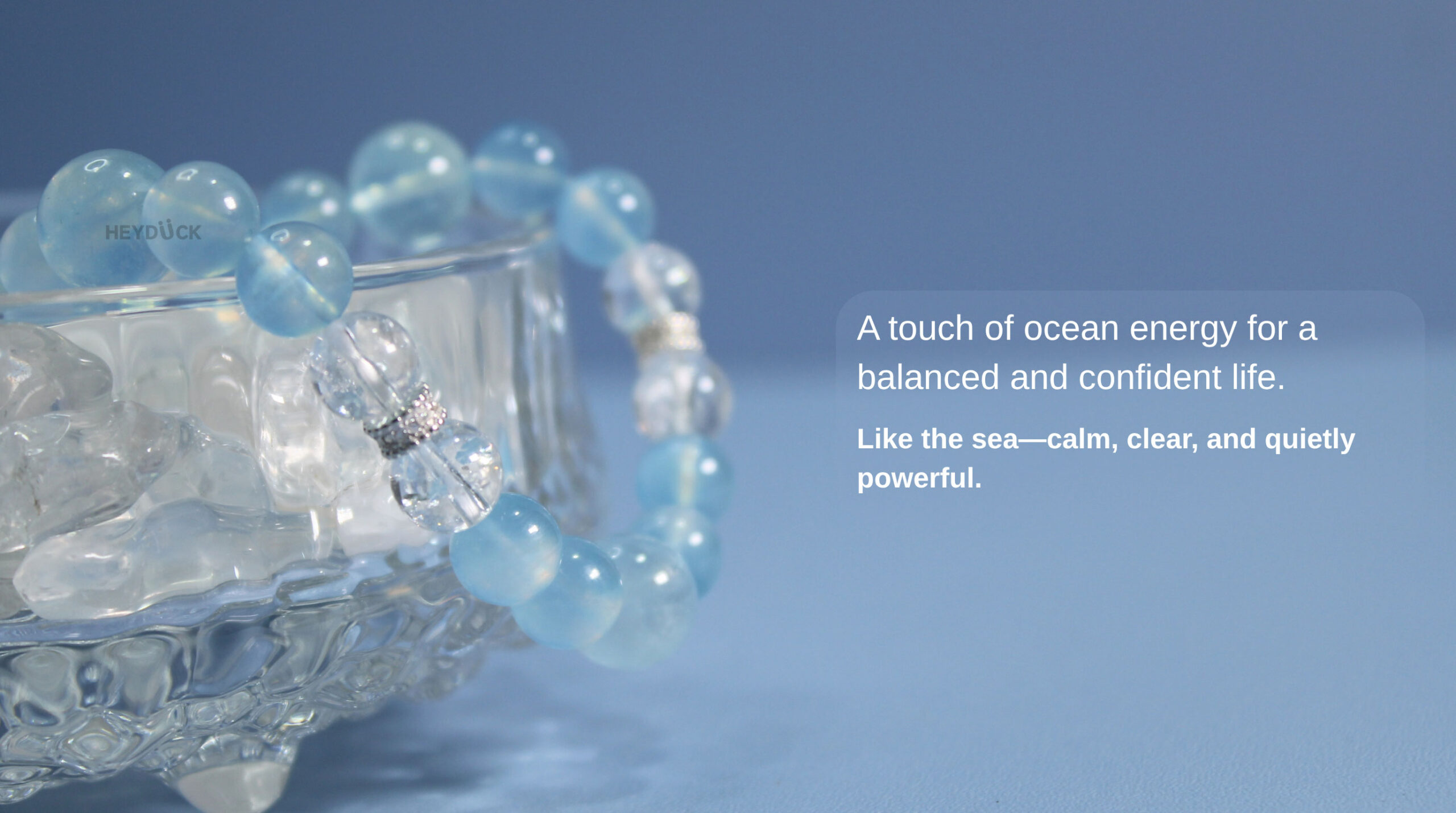 Ocean-inspired handmade natural aquamarine bracelet symbolizing calmness, clarity, confidence, and balanced energy.