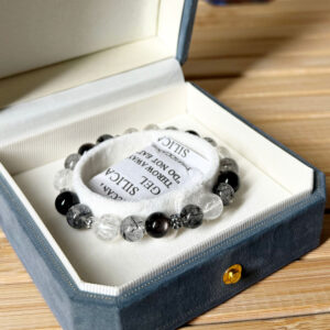 Silver Obsidian Wealth Shield Bracelet presented in a gift box for protection, prosperity, and meaningful gifting