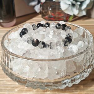 Silver Obsidian protection crystal bracelet designed to guard wealth and protect positive energy