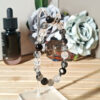 Handmade Silver Obsidian Wealth Shield Bracelet with Black Rutilated Quartz and Ace Clear Quartz for protection and prosperity