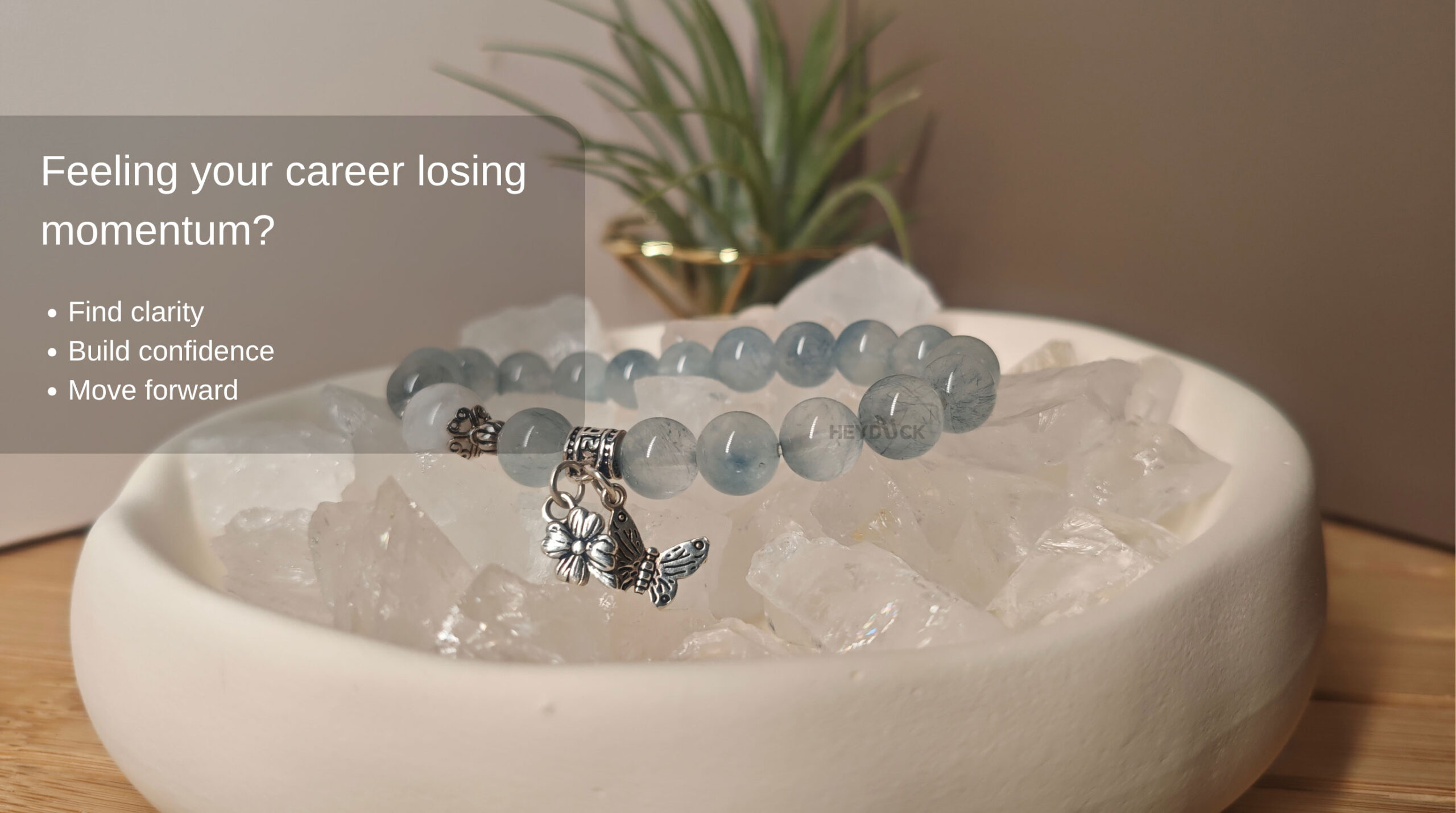 Handmade Blue Rutilated Quartz Career Bracelet designed to inspire clarity, build confidence, and support steady career growth.