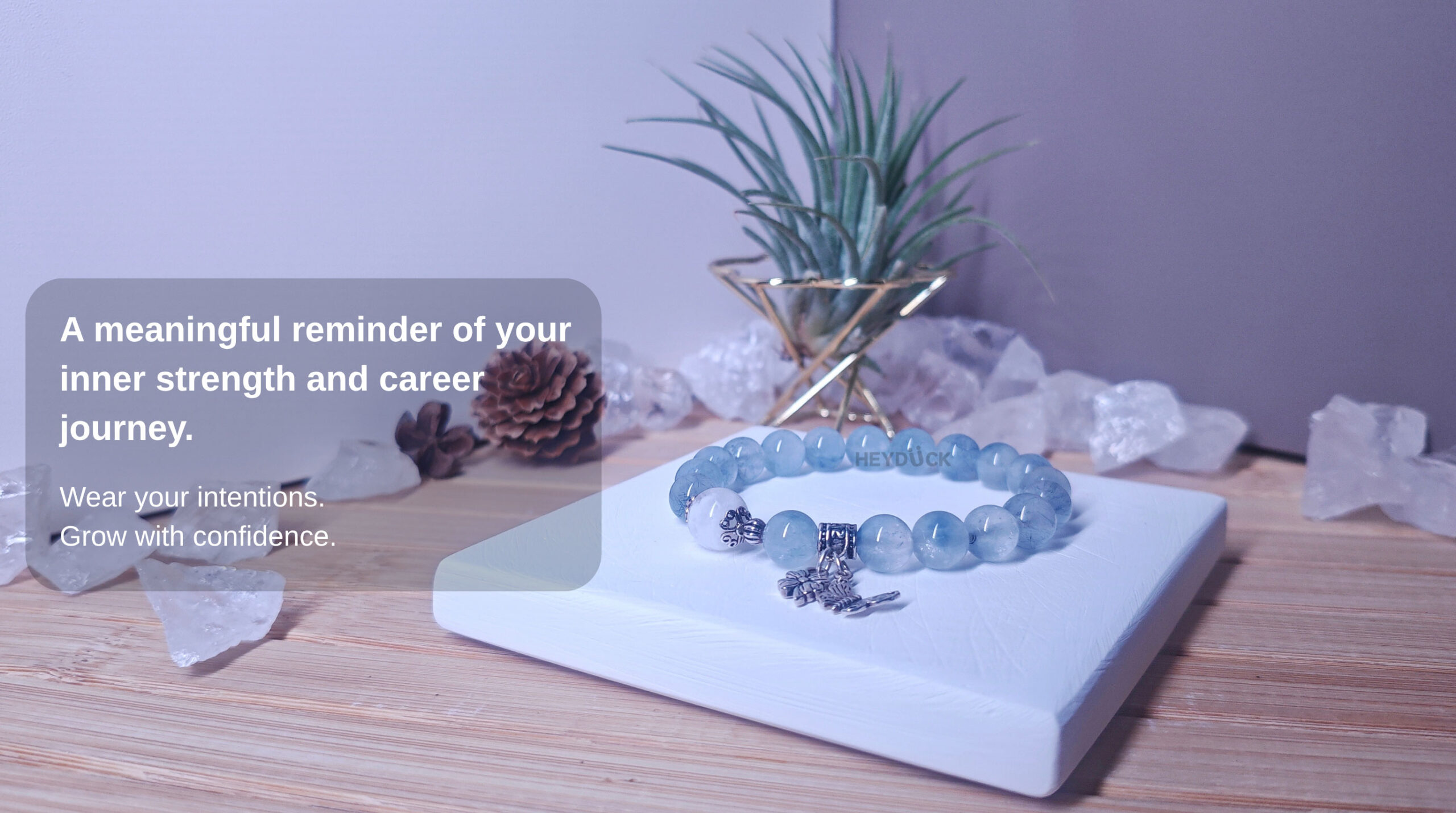 Handcrafted Blue Rutilated Quartz Career Bracelet, a meaningful reminder of inner strength, confidence, and every step of your career journey.