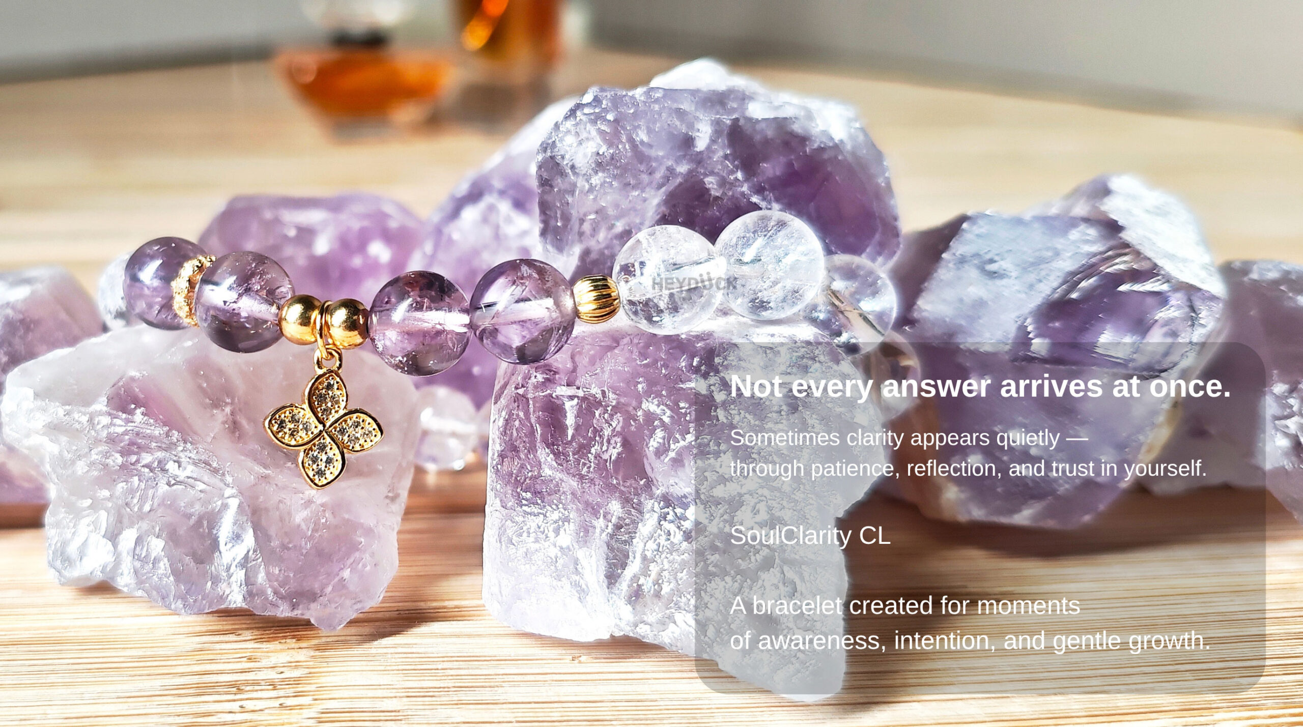 Ice Lavender Quartz Clarity Bracelet representing awareness, intention, gentle growth, and mindful everyday moments
