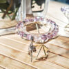 Handmade Ice Lavender Quartz Fox Bracelet with Ice Rose Quartz and 925 sterling silver fox pendant.