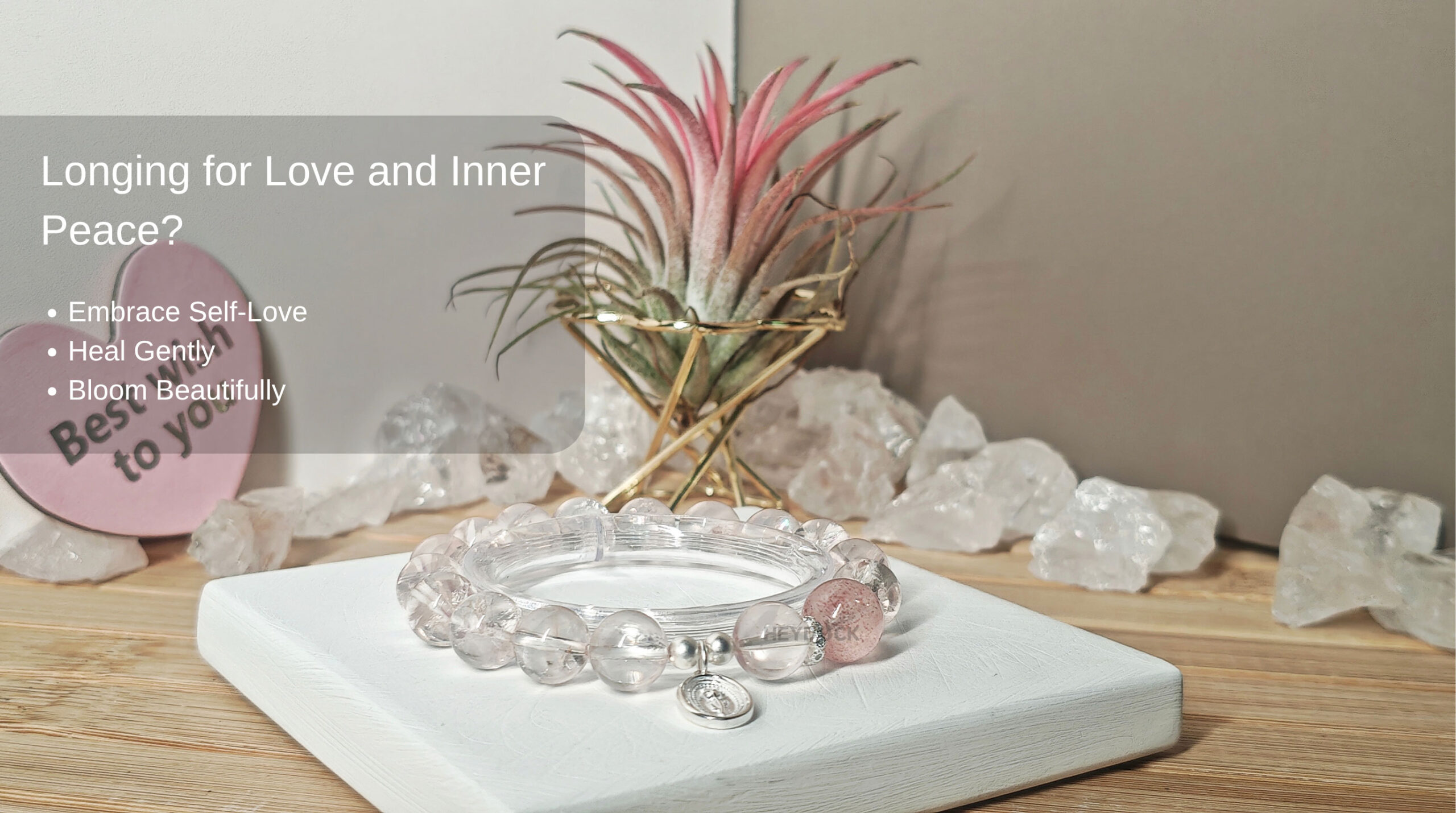 Ice Strawberry Quartz Tulip Bracelet designed to inspire self-love, emotional healing, and inner peace
