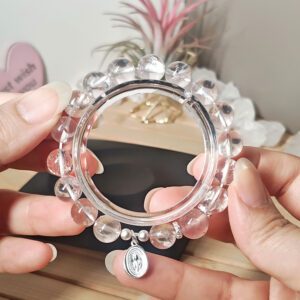 Handmade Ice Strawberry Quartz Tulip Bracelet with natural crystal beads