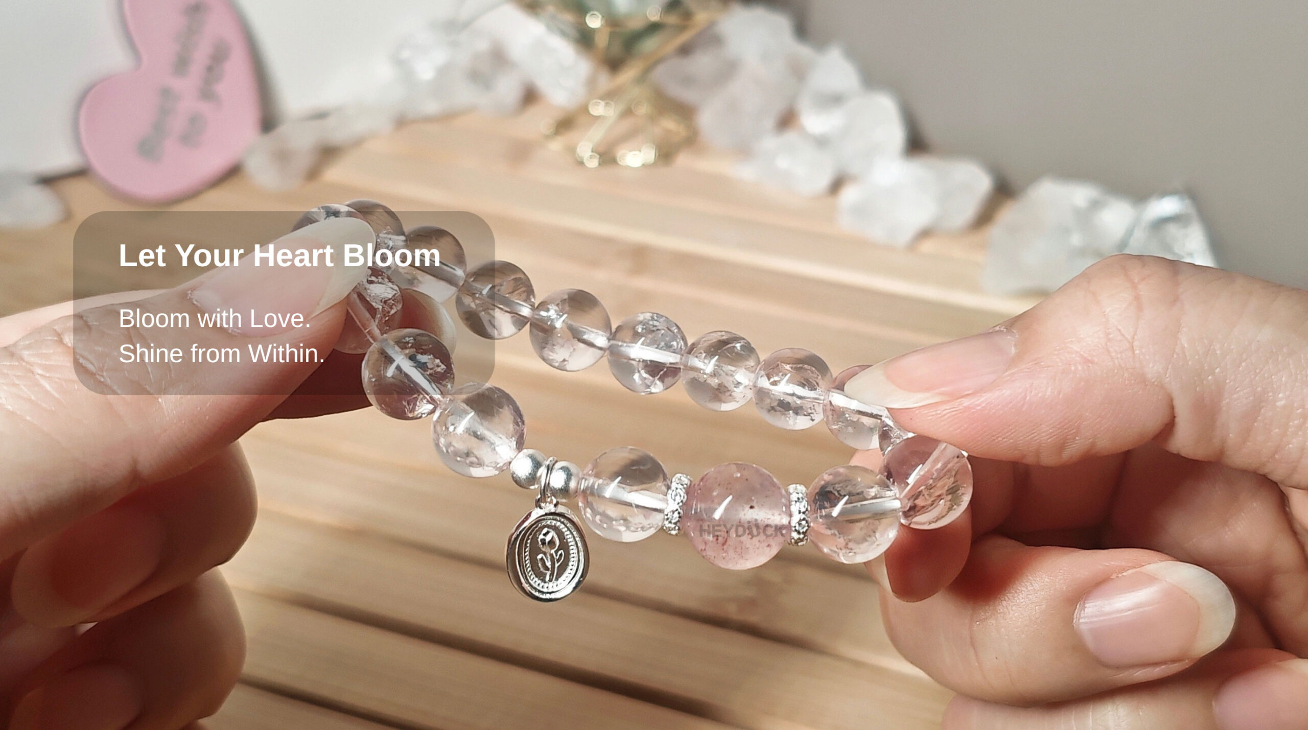 Ice Strawberry Quartz Tulip Bracelet symbolizing blooming love, inner peace, and beautiful new beginnings