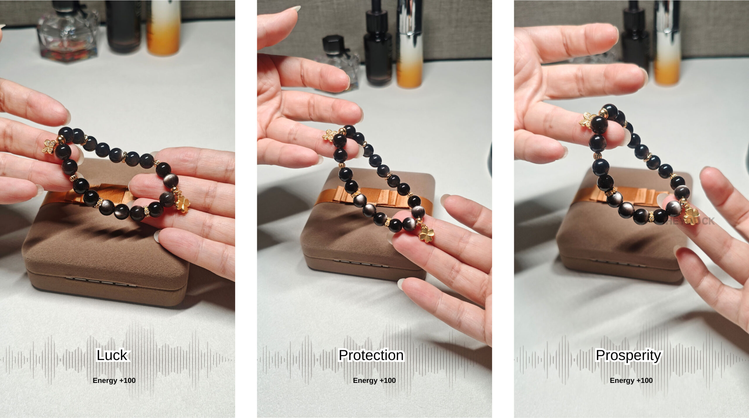 Lucky crystal bracelet symbolizing luck, protection, prosperity, and positive energy