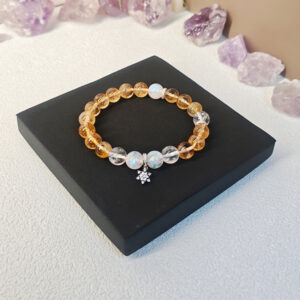 Moonstone and Golden Ice Quartz Prosperity Bracelet featuring natural crystals for emotional balance, confidence, and abundance energy