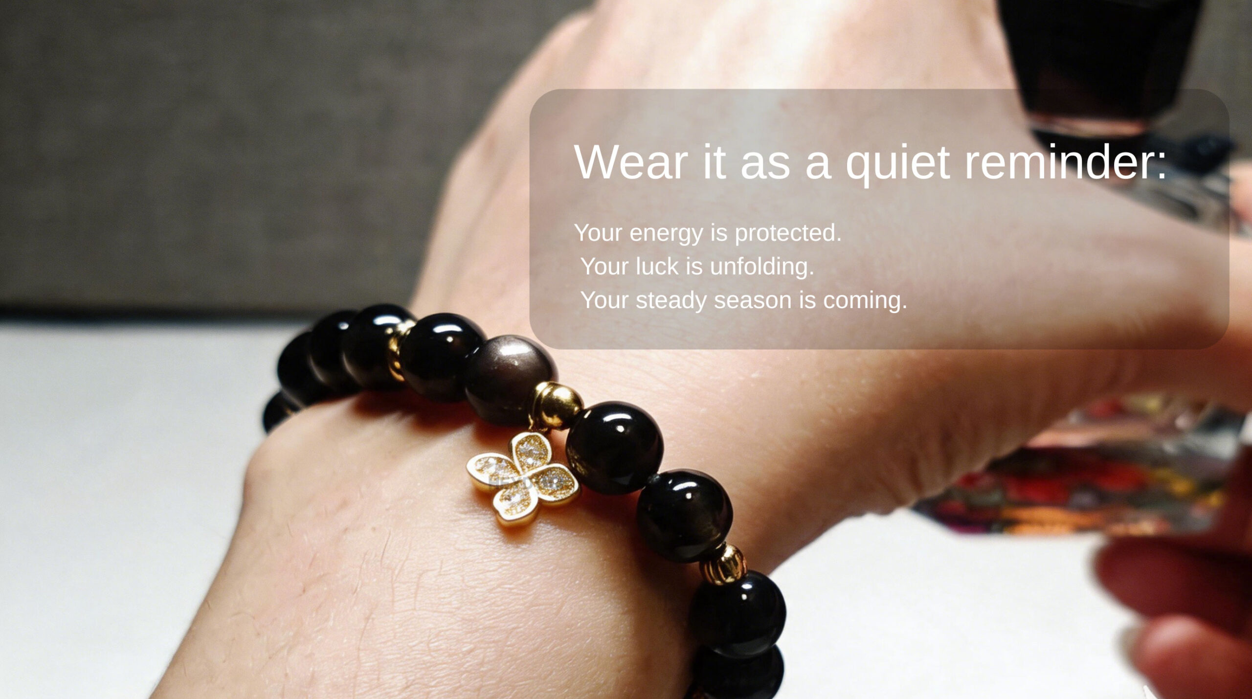 Handmade protection and luck bracelet for daily wear, encouraging positive energy, confidence, and steady prosperity