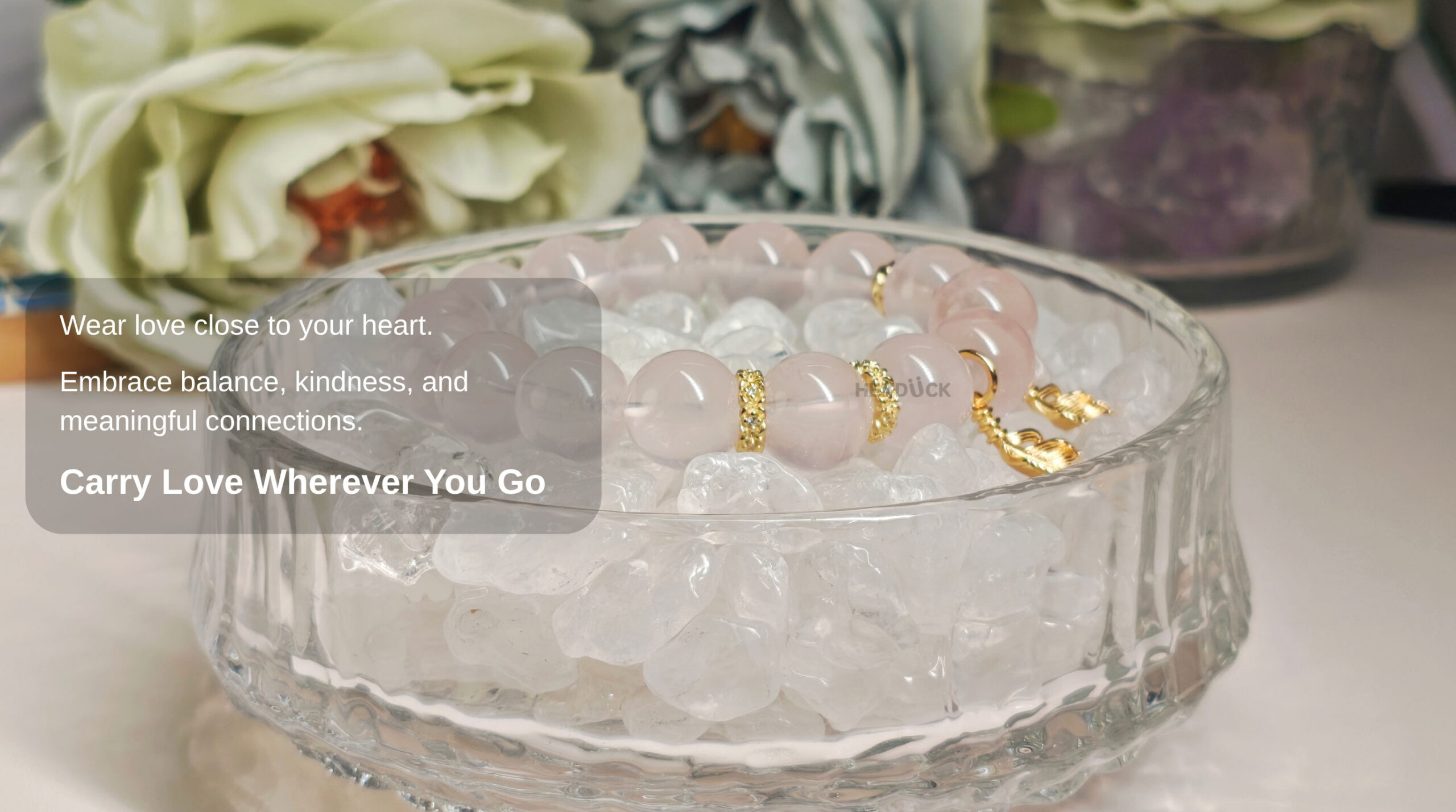 Elegant Rose Quartz Feather Bracelet symbolizing love, inner peace, and meaningful connections.