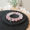 Handmade Rose Quartz True Love Bracelet featuring Mozambique Rose Quartz, Star Madagascar Rose Quartz, and 925 sterling silver sakura accents.