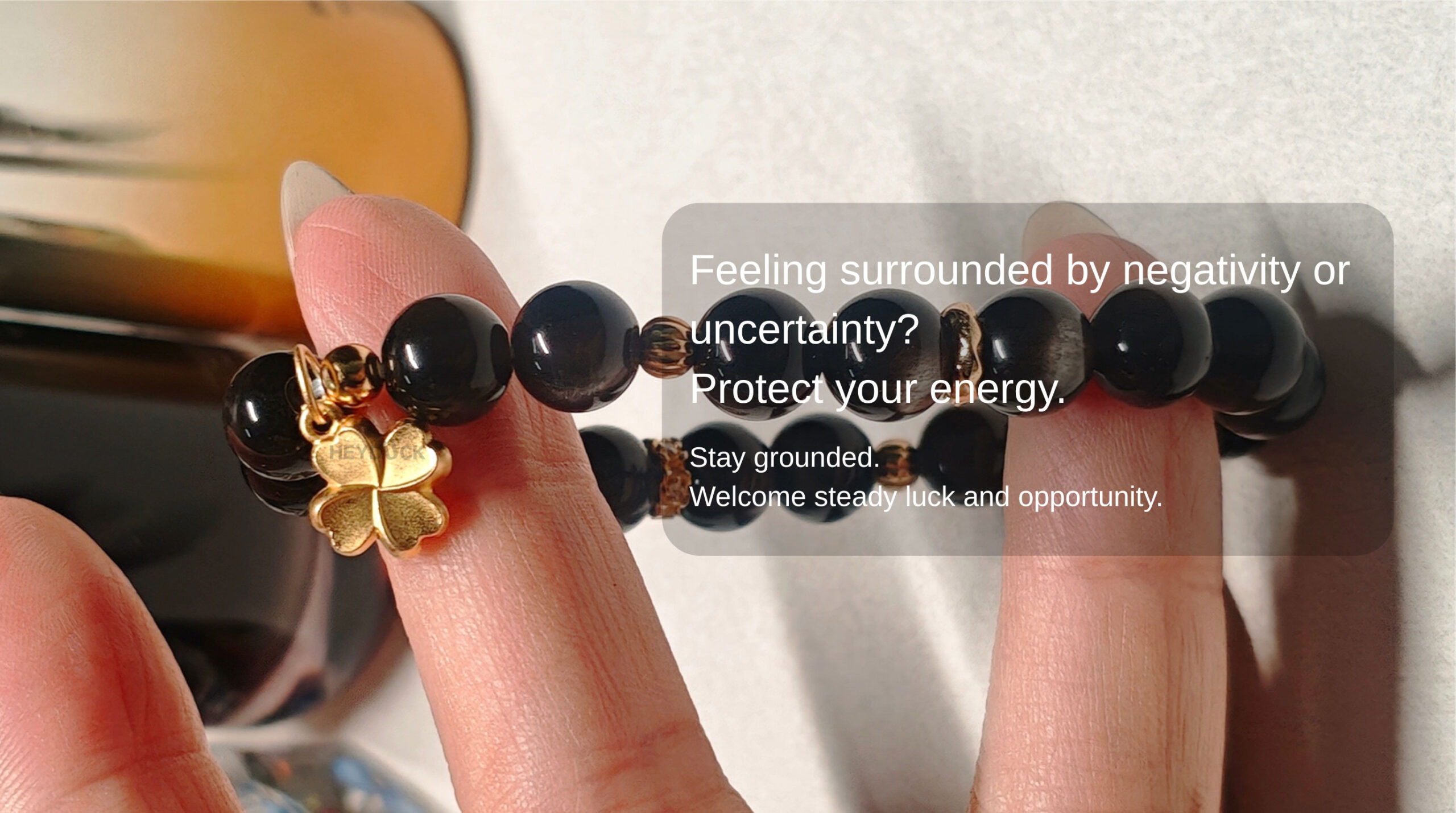 Silver Obsidian lucky bracelet designed to protect your energy, encourage grounding, and attract steady luck