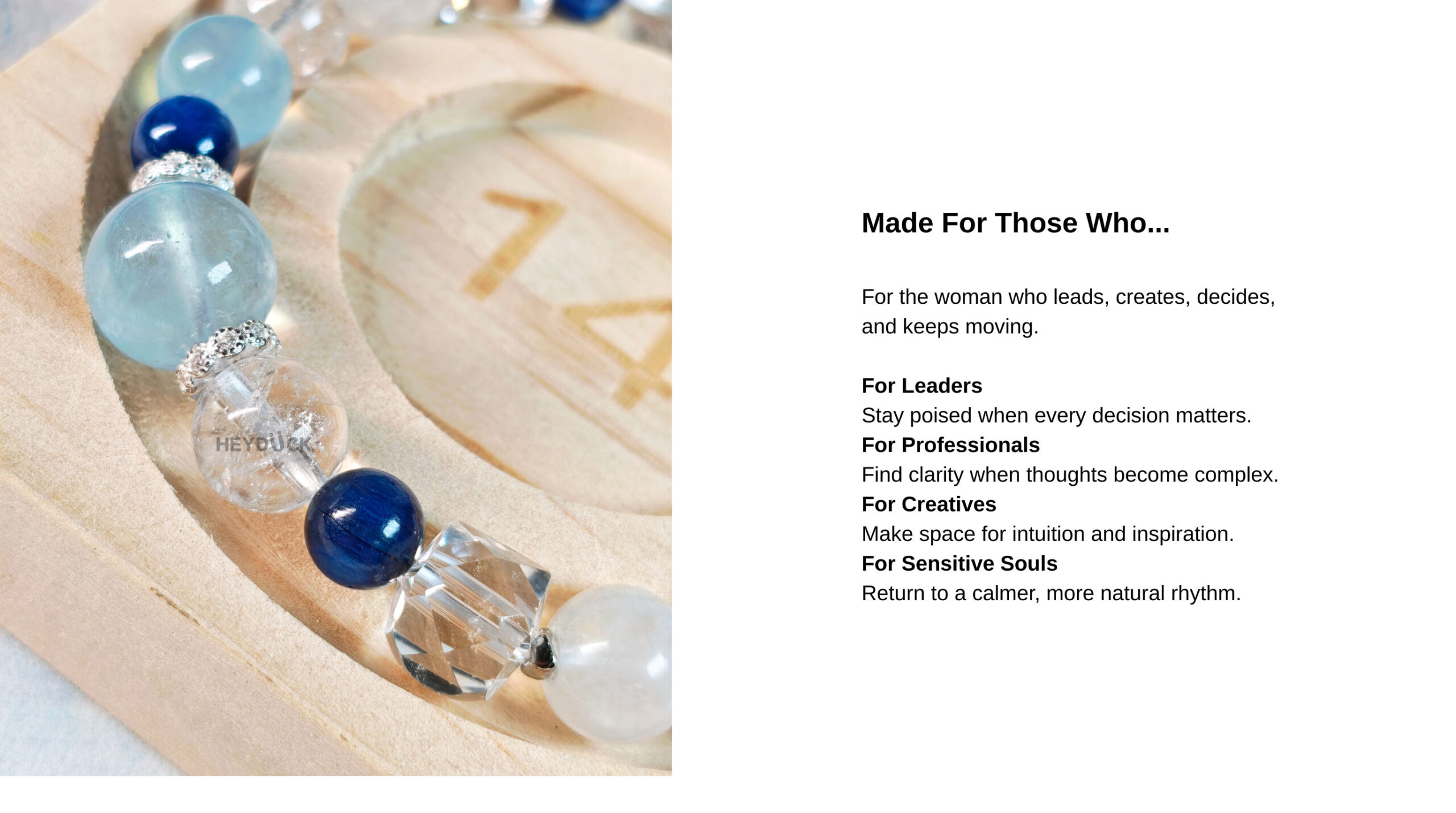 Crystal bracelet for women who lead, create, and make decisions, designed for professionals, creatives, and sensitive souls.