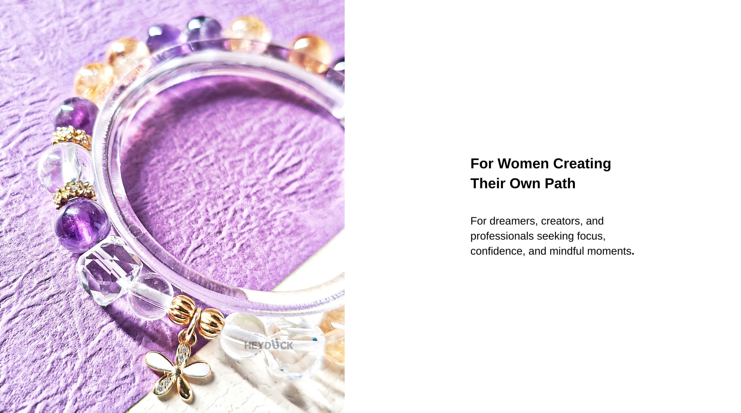 Ice Citrine and Amethyst crystal bracelet for women pursuing clarity, confidence, and mindful living