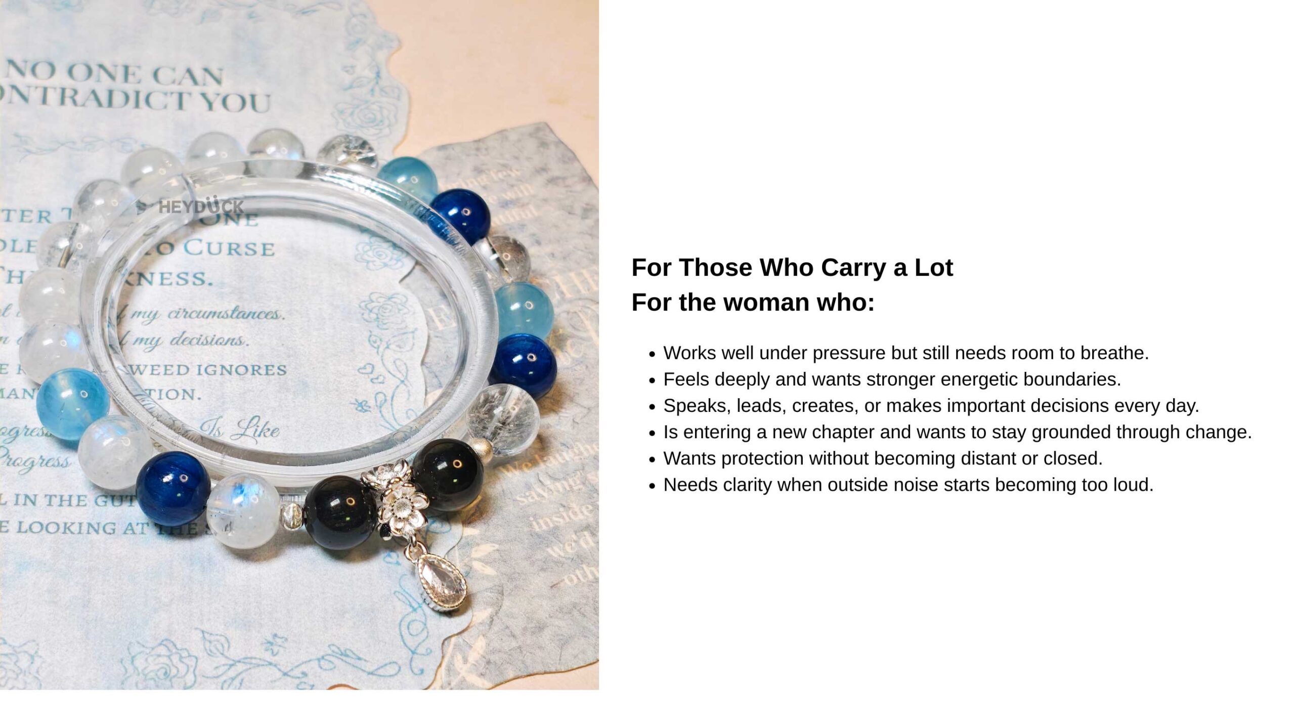 Crystal bracelet for women seeking calm under pressure, energetic boundaries, mental clarity, and confident expression