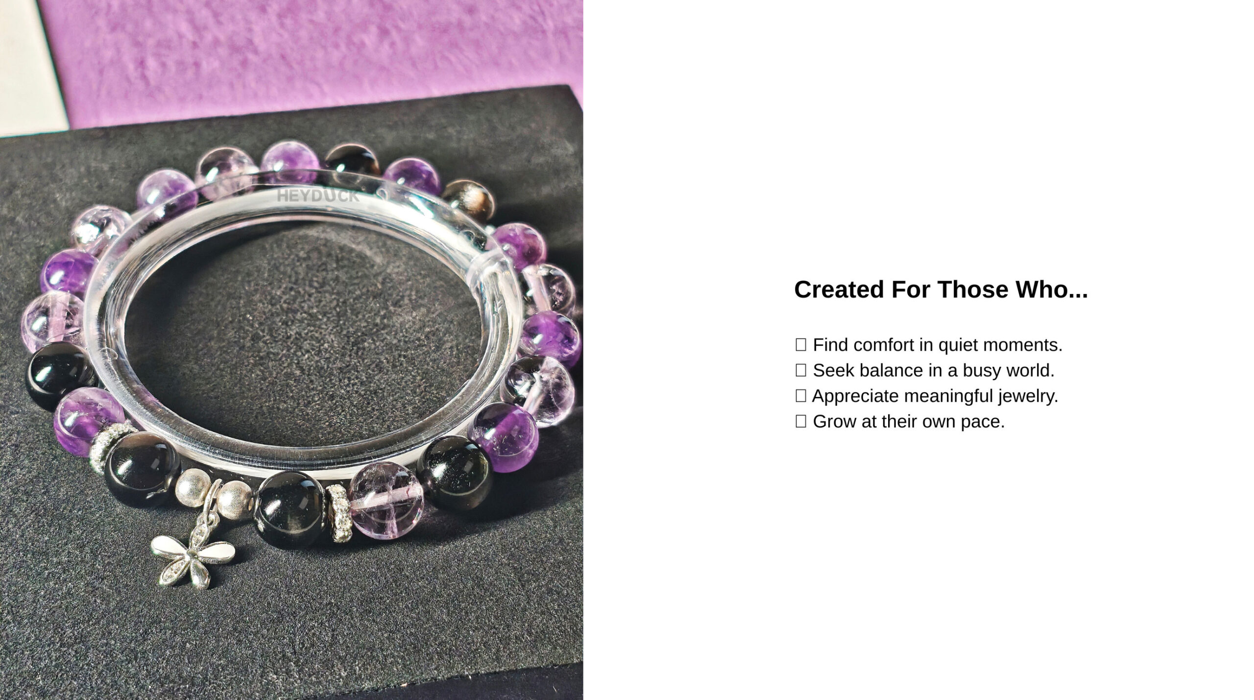 NightBloom CL crystal bracelet for women who value calm moments, meaningful jewelry, mindful living, and personal growth.