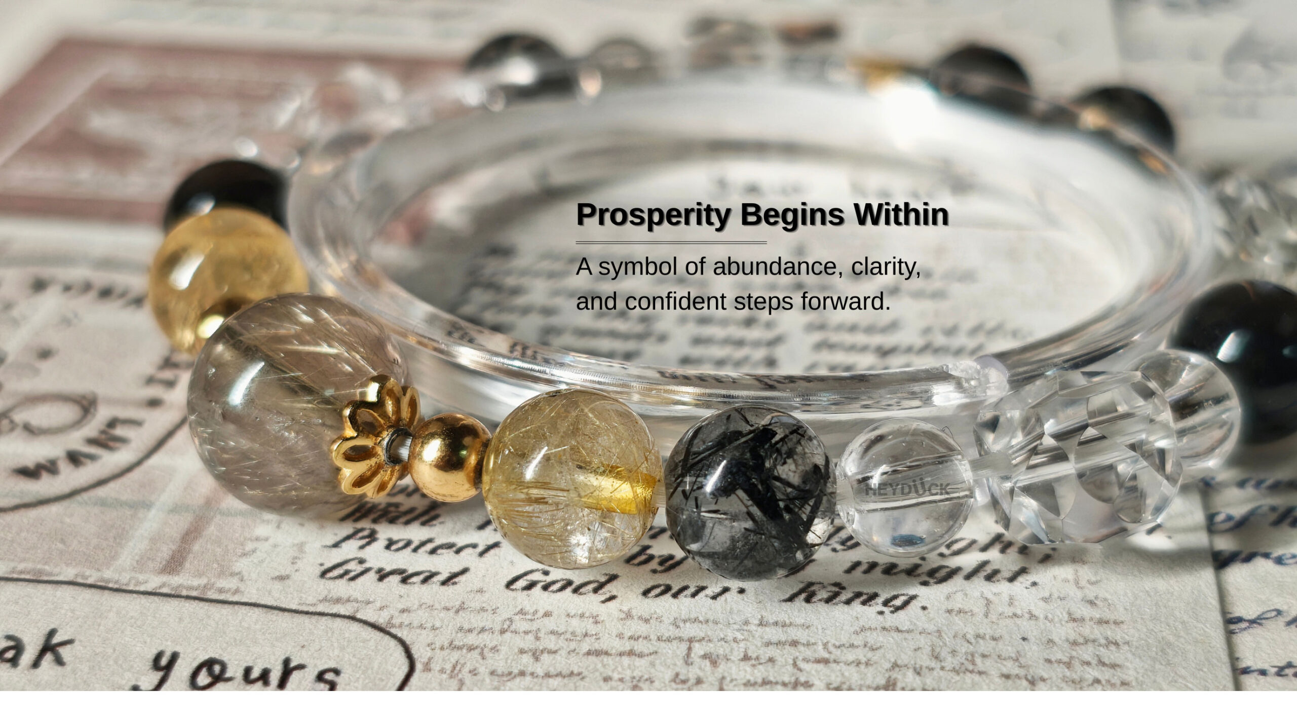 Golden Aegis Crystal Bracelet representing prosperity, protection, and confident forward movement