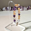 Ice Citrine & Amethyst Bracelet GoldBloom CL with natural crystals and flower charm for wealth and wisdom