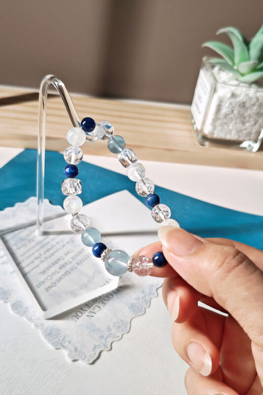 AzureFlow CL Ocean Serenity Crystal Bracelet with aquamarine and blue moonstone for calm and clarity