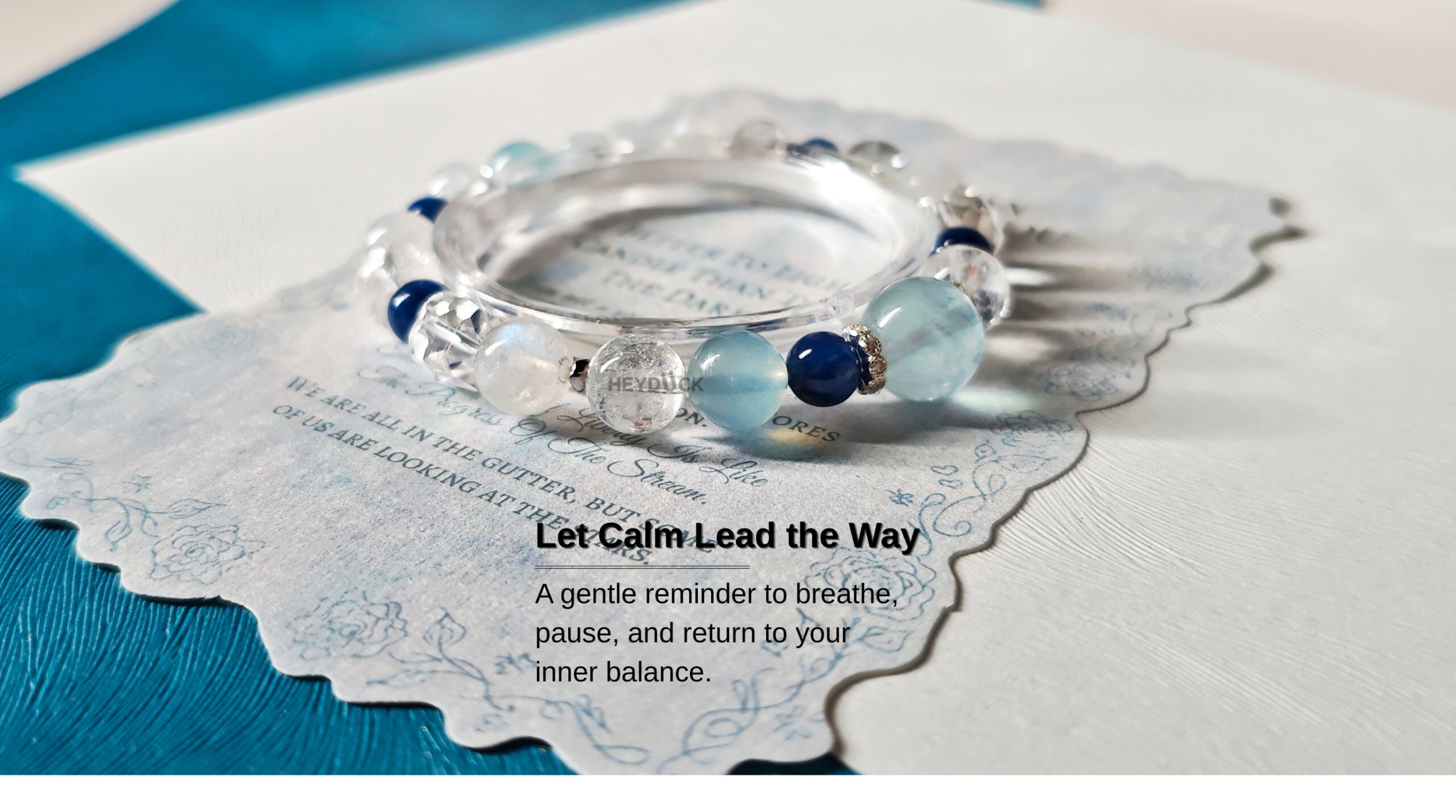 Ocean Serenity Crystal Bracelet featuring blue crystals, symbolizing calm expression, inner balance, and graceful composure.