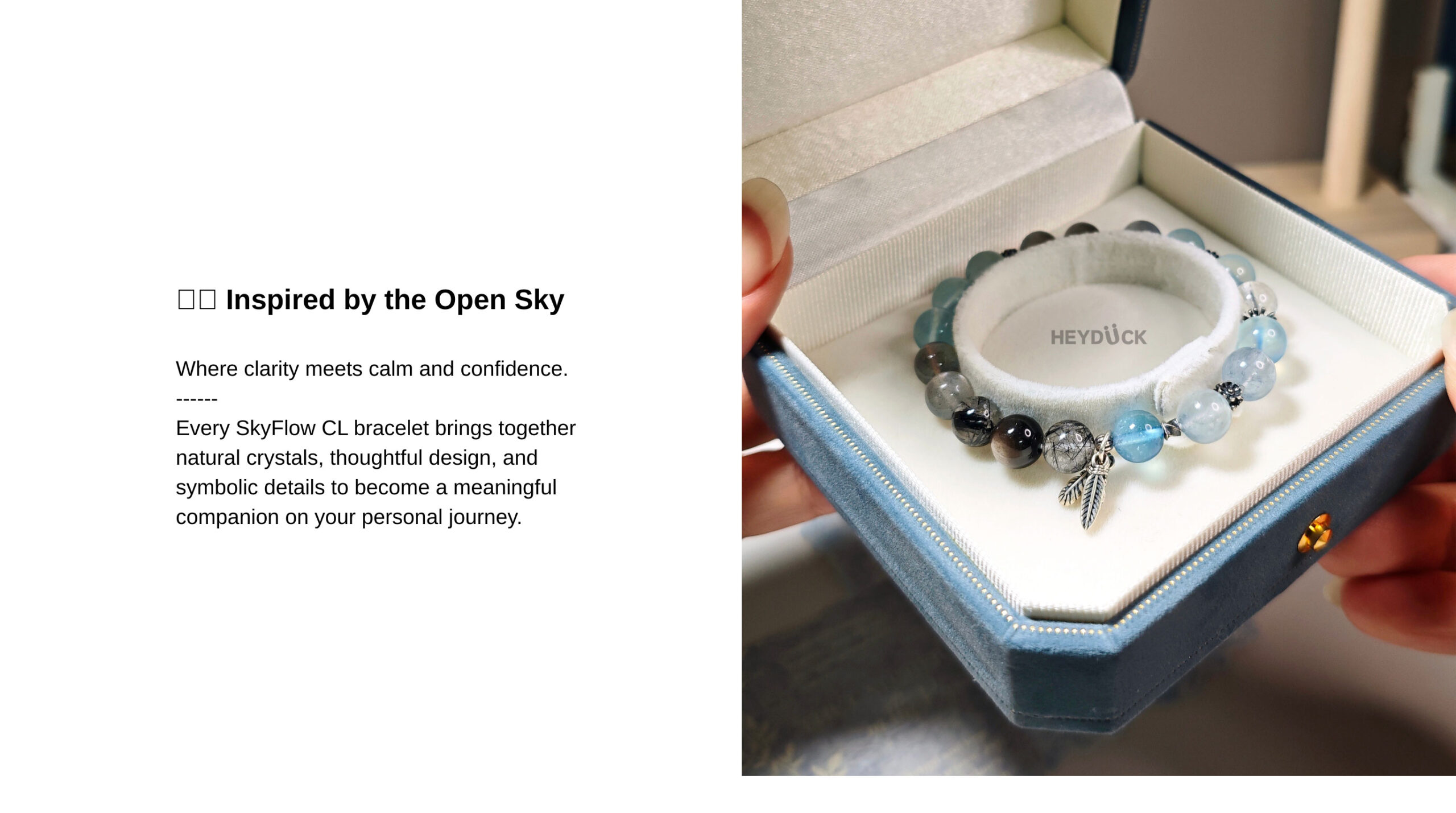SkyFlow CL bracelet design inspired by the sky, clouds, and the natural harmony of crystal elements