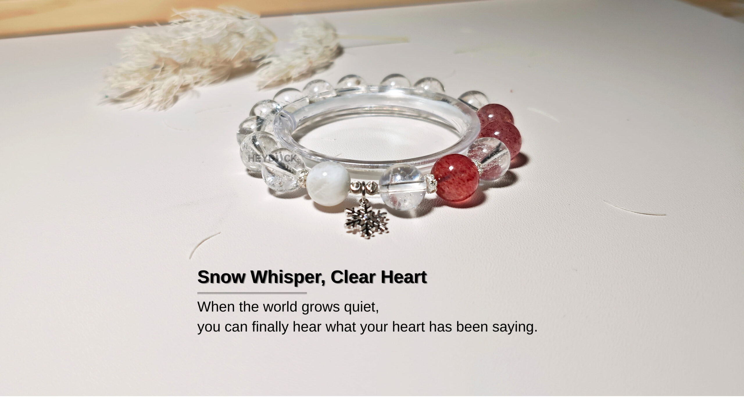 Snow Whisper Clear Heart Crystal Bracelet symbolizing inner clarity, self-love, and meaningful connection