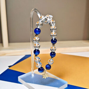 Kyanite and Clear Quartz bracelet with a delicate gold-plated snowflake charm