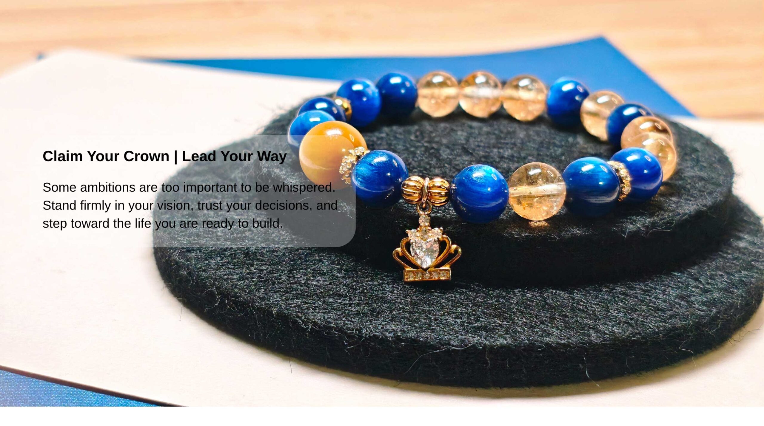 Wealth and leadership crystal bracelet representing ambition, confidence, and personal authority