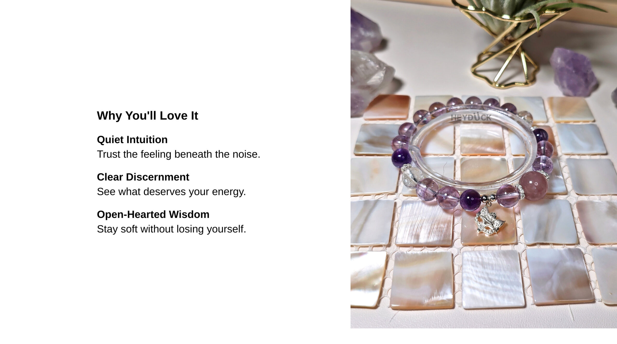 Crystal bracelet for intuition and discernment with meaningful symbolism of wisdom, clarity, and inner trust