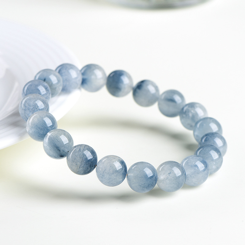 blue rabbit hair quartz close up