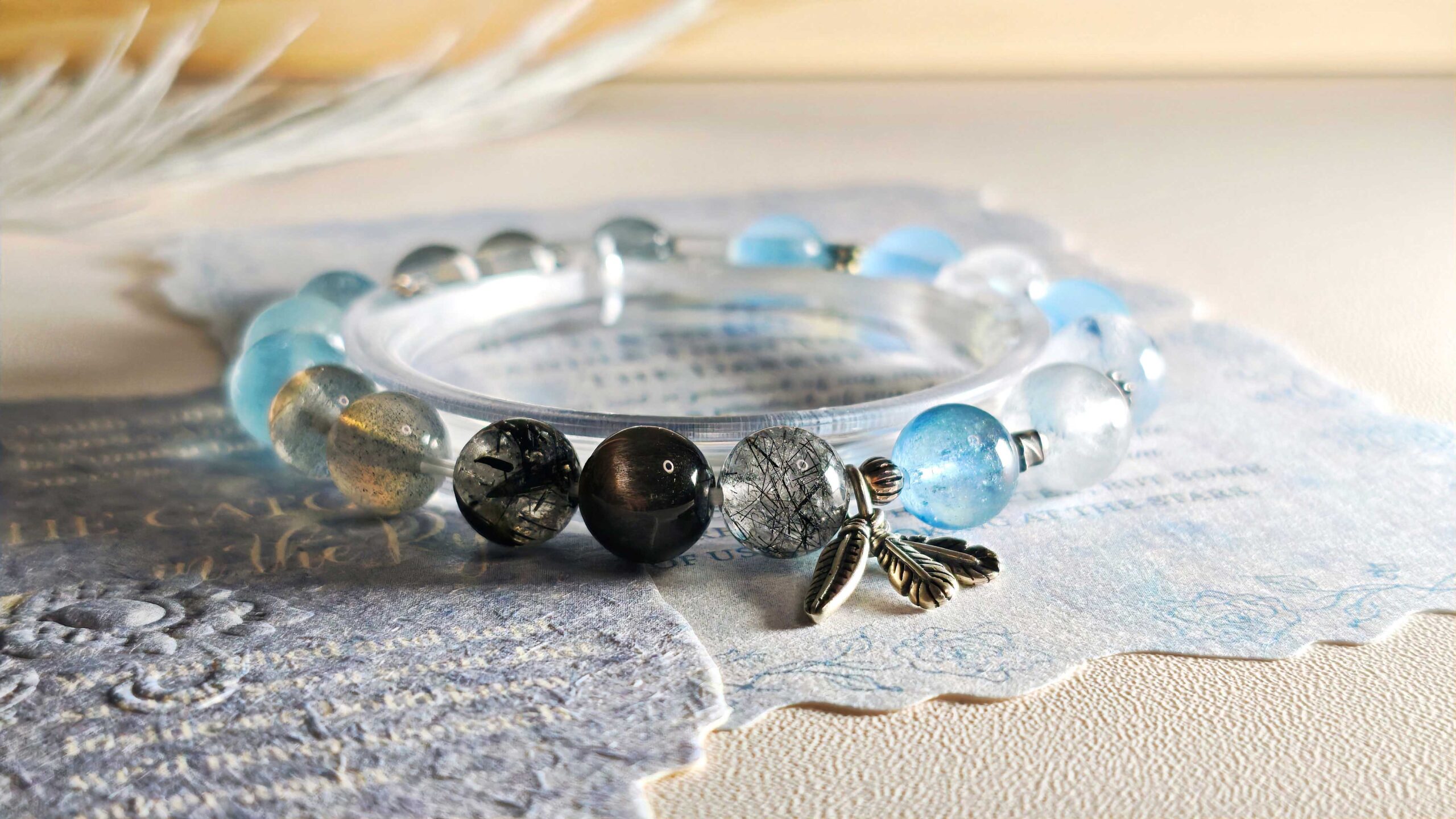 Rutilated quartz crystal bracelets